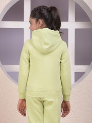 Crimsoune Club Girl's Green Hooded Neck Sweatshirt (9-10Y)