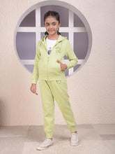 Crimsoune Club Girl's Green Hooded Neck Sweatshirt (9-10Y)