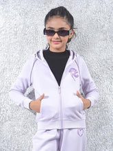 Crimsoune Club Girl's Purple Hooded Neck Knitted Sweatshirt (9-10Y)