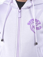 Crimsoune Club Girl's Purple Hooded Neck Knitted Sweatshirt (9-10Y)