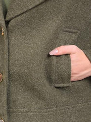 Crimsoune Club Women's Olive Notched Lapel Double-Breasted Coat