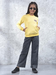 Crimsoune Club Girl's Yellow Knitted Sweatshirt (9-10Y)