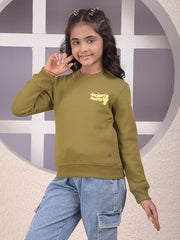 Crimsoune Club Girl's Olive Sweatshirt (9-10Y)