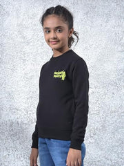 Crimsoune Club Girl's Black Knitted Sweatshirt (13-14Y)