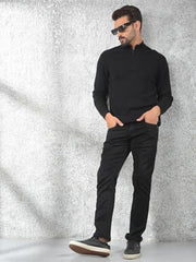 Crimsoune Club Men's Black Jacquard 100% Cotton Sweater (M)