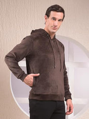 Crimsoune Club Men's Brown Jacquard Hooded Neck Sweatshirt (XXXL)