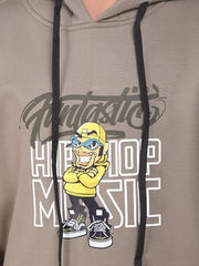 Crimsoune Club Boy's Olive Graphic Print Hooded Neck Sweatshirt (13-14Y)