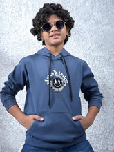 Crimsoune Club Boy's Blue Embellished Hooded Neck Sweatshirt (13-14Y)