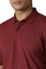 Louis Philippe Men Maroon Solid Polo Neck T-Shirt