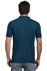 Louis Philippe Men Blue Solid Polo Neck T-Shirt