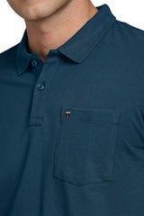 Louis Philippe Men Blue Solid Polo Neck T-Shirt