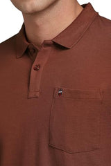 Louis Philippe Men Brown Solid Polo Neck T-Shirt