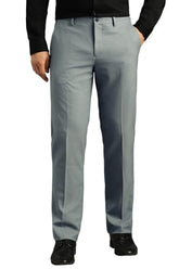 Louis Philippe Men Light Blue Solid Flat Front Formal Trousers