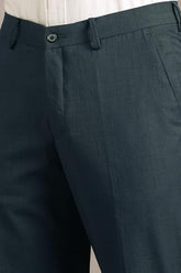Louis Philippe Men Navy Textured Flat Front Formal Trousers