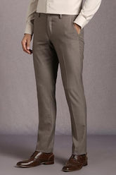 Louis Philippe Men Brown Textured Flat Front Formal Trousers