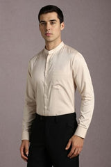 Louis Philippe Men's Solid Slim Fit Shirt (LPSFMSLPI82794_Beige