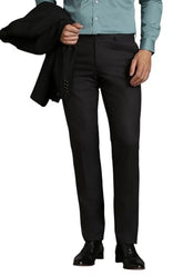 Louis Philippe Men Black Textured Flat Front Formal Trousers