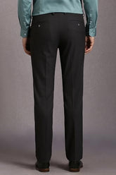 Louis Philippe Men Black Textured Flat Front Formal Trousers