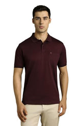 Men Maroon Solid Polo Neck T-Shirt