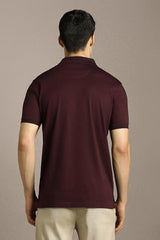 Men Maroon Solid Polo Neck T-Shirt