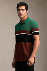 Louis Philippe Men Multi Print Polo Neck T-Shirt Multicolour