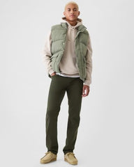 GAP Men Straight Fit Mid Rise Stretchable Jeans, Olive Green, 36/32