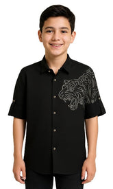 CHARCHIT Boys Regular Fit Plain Full Sleeve Shirt Black