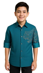 CHARCHIT Boys Regular Fit Plain Full Sleeve Shirt