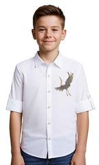 CHARCHIT Boys Full Sleeves Embellished Solid Shirt White