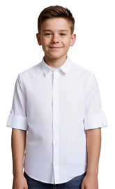 CHARCHIT Boys Cotton Full Sleeves Solid Shirt White