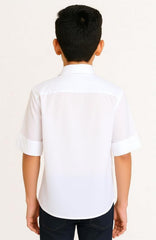 CHARCHIT Boys Cotton Full Sleeves Solid Shirt White