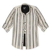 CAVIO Boys Cotton Knited Full Sleeves Striped Shirt with T-Shirt Cream