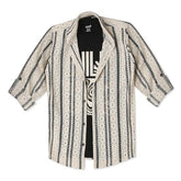 CAVIO Boys Cotton Knited Full Sleeves Striped Shirt with T-Shirt Cream