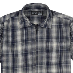 CAVIO Boys Cotton Checks Full Sleeves Shirt with Regular Fit T-Shirt Navy