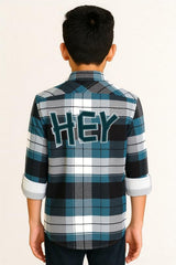 Charchit boys checks full sleeve shirt and mustard T-shirt, casual upper clothing for boys, featuring plaid pattern and comfortable fit.