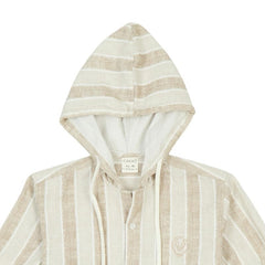 CAVIO Boys Cotton Striped Full Sleeves Hooded Shirt & T-Shirt Brown