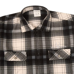 CAVIO Boys Cotton Checks Full Sleeves Shirt with Regular Fit T-Shirt Grey