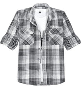CAVIO Boys Cotton Full Sleeves Checked Shirt and T-Shirt Black