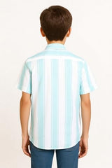 CAVIO Boys Half Sleeves Striped Shirt Seagreen