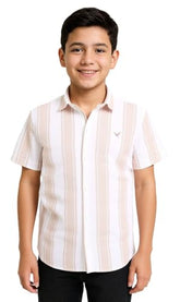 CAVIO Boys Half Sleeves Striped Shirt Peach