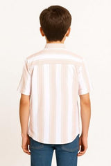 CAVIO Boys Half Sleeves Striped Shirt Peach
