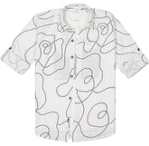 Boys Full Sleeves Geometric Printed Shirt and T-Shirt Cream