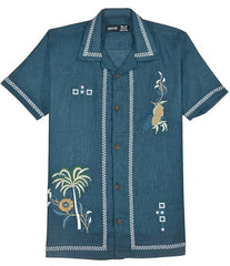 CAVIO Boys Half Sleeves Embroidered Shirt Blue