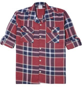 Boys Full Sleeves Checked Shirt and T-Shirt Maroon