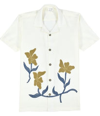 CAVIO Boys Half Sleeves Embroidered Shirt Cream