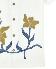 CAVIO Boys Half Sleeves Embroidered Shirt Cream