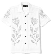 CAVIO Boys Floral Printed Short Sleeve Casual Shirt White