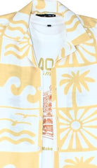 CAVIO Boys Half Sleeves Graphic Printed Casual Shirt with T-Shirt Yellow