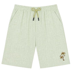 CAVIO Boys Regular Tropical Palm Tree Placement Embroidered Co-ord Set - LightGreen