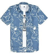 CAVIO Boys Half Sleeves Floral Printed Shirt with T-Shirt LightBlue